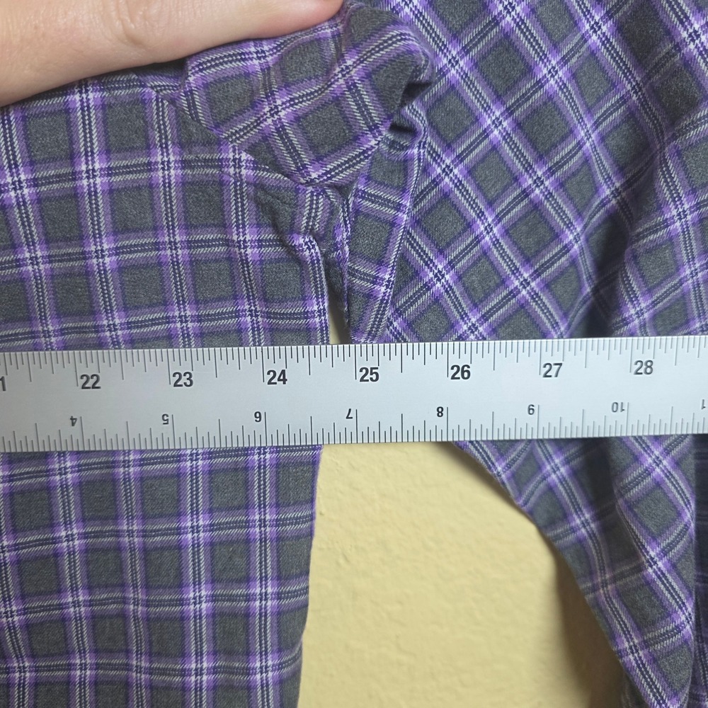 Tasso Elba Mens XL Purple Grey Plaid 100% Cotton Long Sleeve Button Down Shirt - Picture 6 of 7